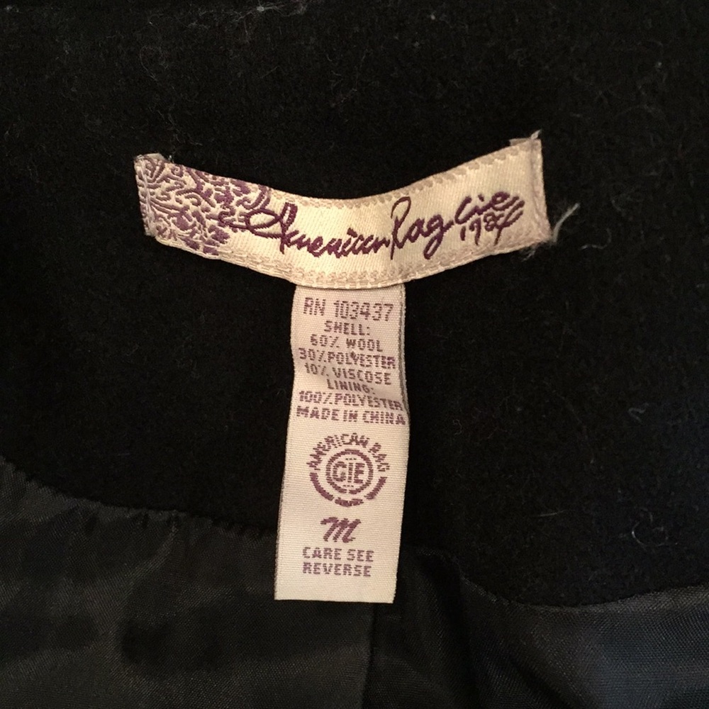 Black Button Ruffled Front Coat With Side Pockets - image 5